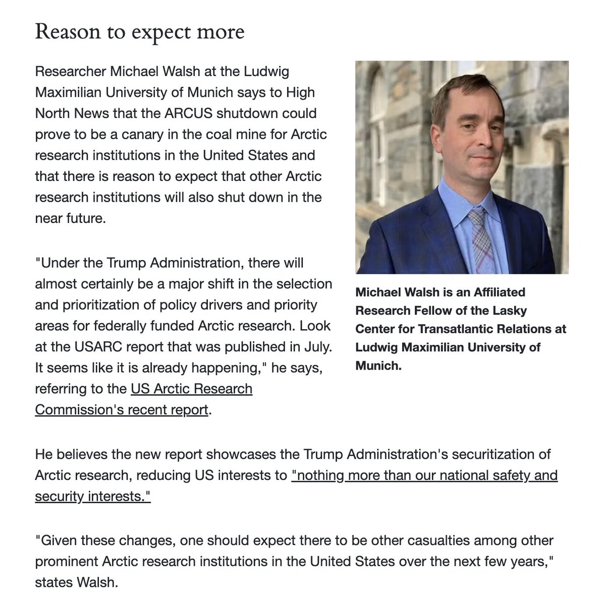 FPCommentary's tweet image. See below: @HighNorthNews ran a #news story entitled, &quot;US #Arctic Research Consortium Shuts Down&quot; today. Grateful to be quoted in it. highnorthnews.com/en/us-arctic-r… @AlaskaBeacon @lisamurkowski @DanSullivan_AK @SFRCdems @SenateForeign @DenmarkinUSA @CanEmbUSA @NorwayUS @LMU_Muenchen