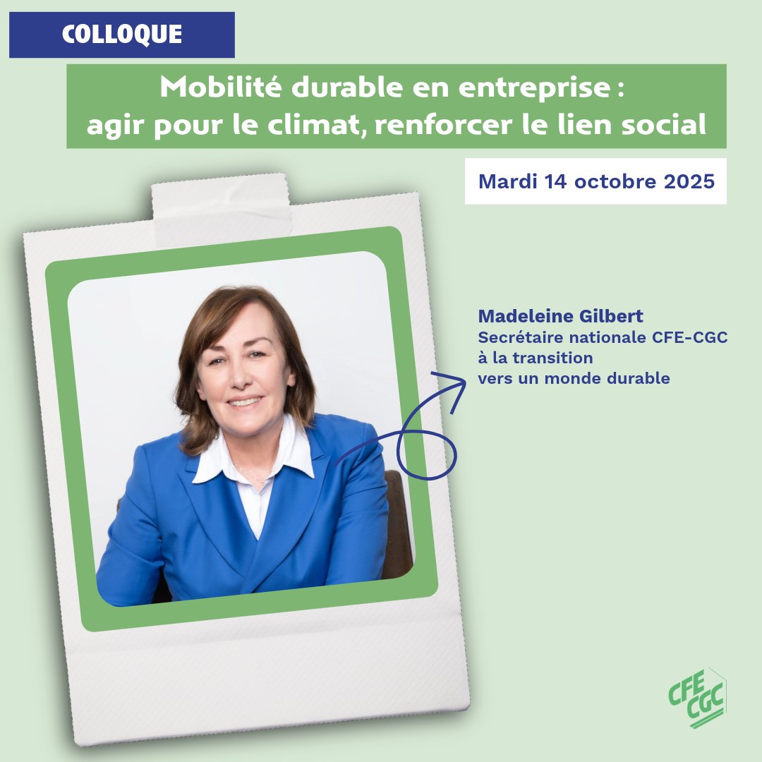 « Mobilité durable en entreprise » 

🗓 14 octobre  

Représentants d’entreprises, acteurs publics et experts croiseront leurs regards sur les enjeux de mobilité professionnelle bas carbone.

En présentiel ou en distanciel : cfecgc.org/actualites/mob…