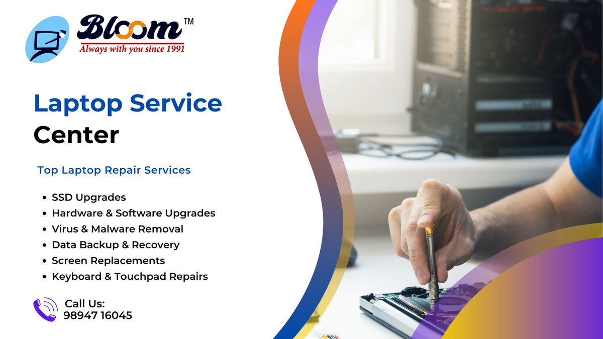 bloomcomputers's tweet image. Facing laptop issues? 💻 Let Bloom Computers bring your tech back to life — fast, affordable, and professional! From screen repairs to upgrades, we handle it all with care and precision.

📞 Call now: 98947 16045
Your trusted partner in laptop repairs! 🔧✨

#LaptopRepair