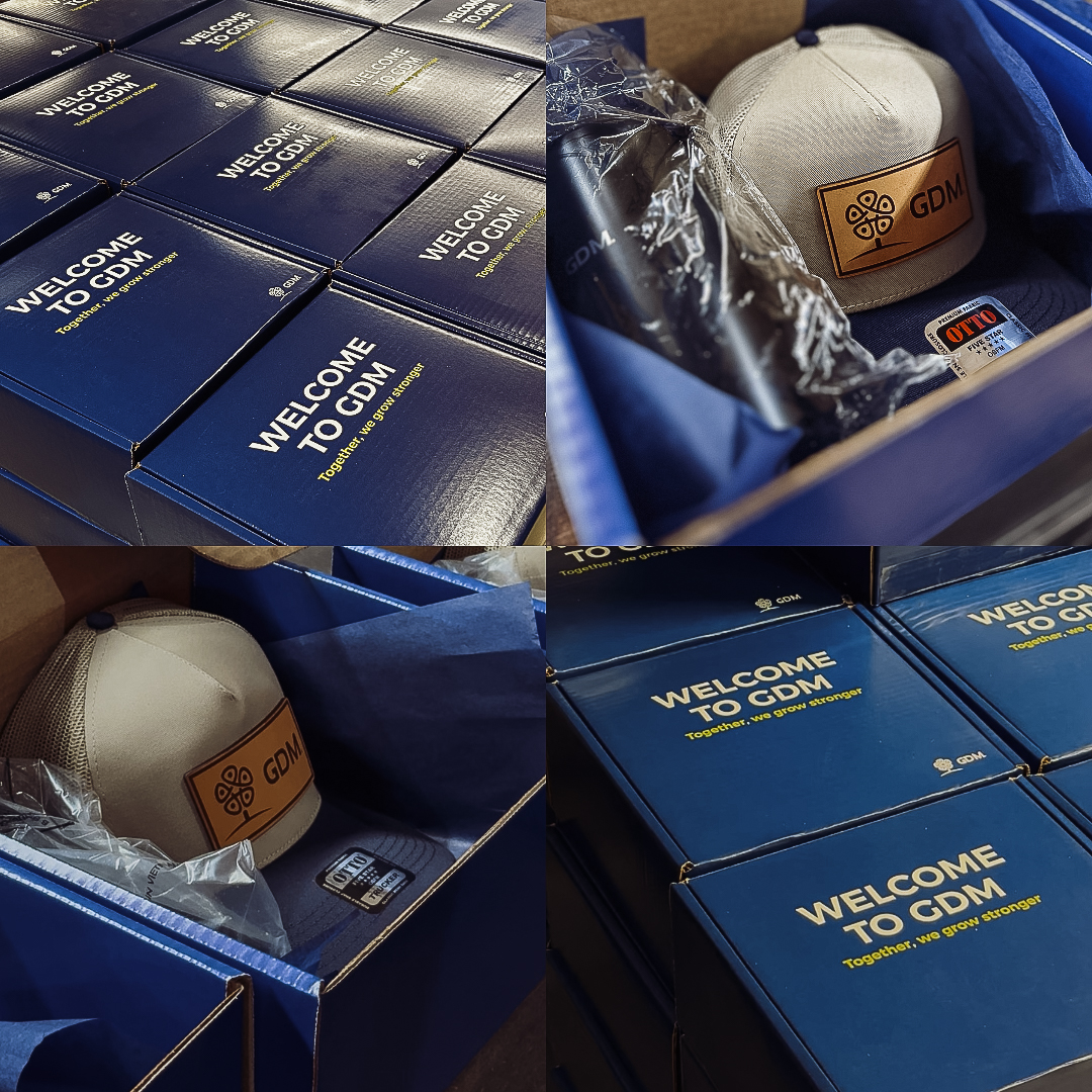 SWAG COLLAB! 🌽🚨

We collaborated with <a href="/GDMSeeds/">GDM</a> on a fully custom box project—handling everything from design to doorstep. We created a tailored box that showcased their brand to ensure every detail was executed. The box included 5 custom products for their employees!