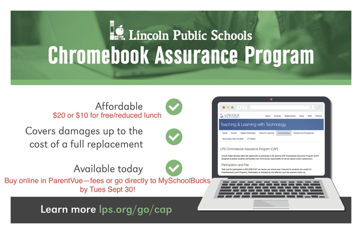 LAST chance to buy this year's chromebook assurance before end of day Tuesday Sept 30!