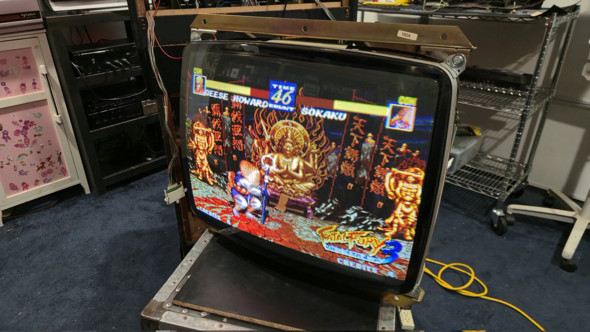 This Neo Geo is getting a new CRT!  Well, not brand new, but it did test off the charts for being in great shape.  This looks amazing!