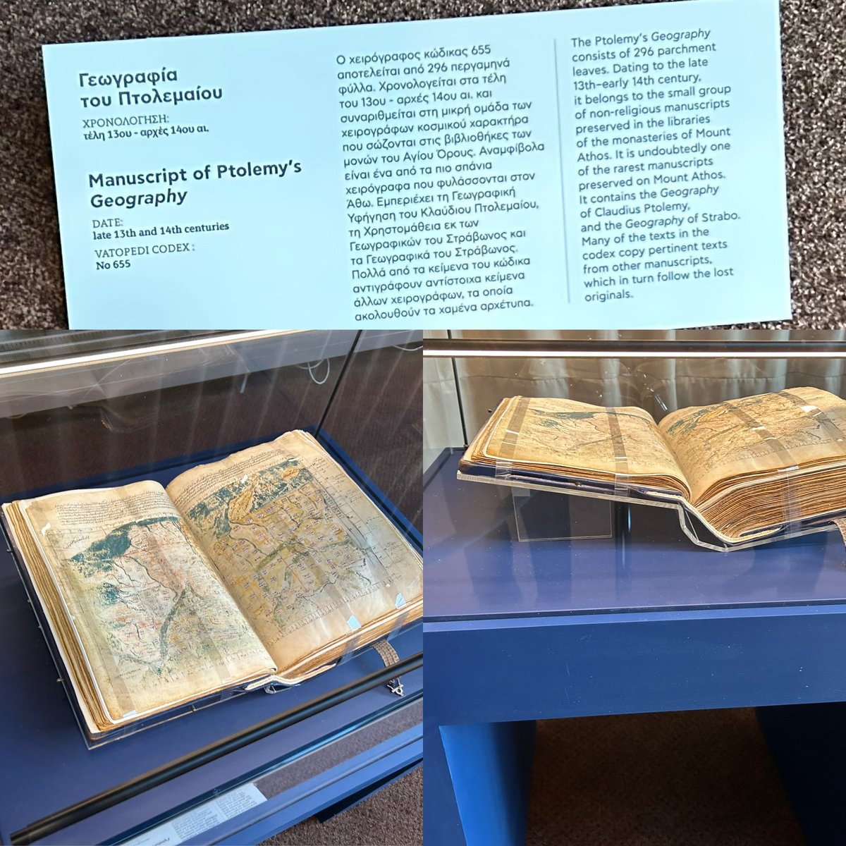 Als side-event van de sessie van Parlementaire Assemblee van de Raad van Europa in Straatsburg (<a href="/coe/">Council of Europe</a>) is een kleine tentoonstelling ingericht over leven en betekenis van het klooster op Mount Athos. ‘n Goed bewaarde 13e-eeuwse kopie van de Atlas van Ptolemaeus maakt grote indruk