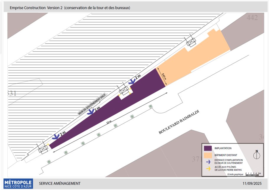 Nice2030_actu's tweet photo. L'AMI #Raimbaldi laisse toute liberté aux candidats en termes de programmation mais aussi de conservation ou non du bâti. Toutefois, les constructions neuves sont limitées à R+6 (21,50 m) dans le PLU actuel, une ineptie vu la tour existante et l'étroitesse du foncier ! #Nice06 https://t.co/QeXUkY7ibv