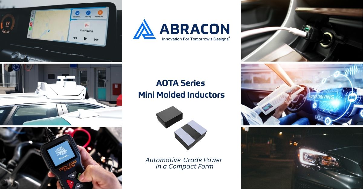 From ADAS and LiDAR to infotainment and USB, today’s vehicles need compact, reliable components. Abracon’s AOTA Mini Inductors handle high current and suppress EMI in a tiny footprint—built for the road ahead: bit.ly/4moWz3Q 

#Abracon #automotive #inductors #shopAbracon