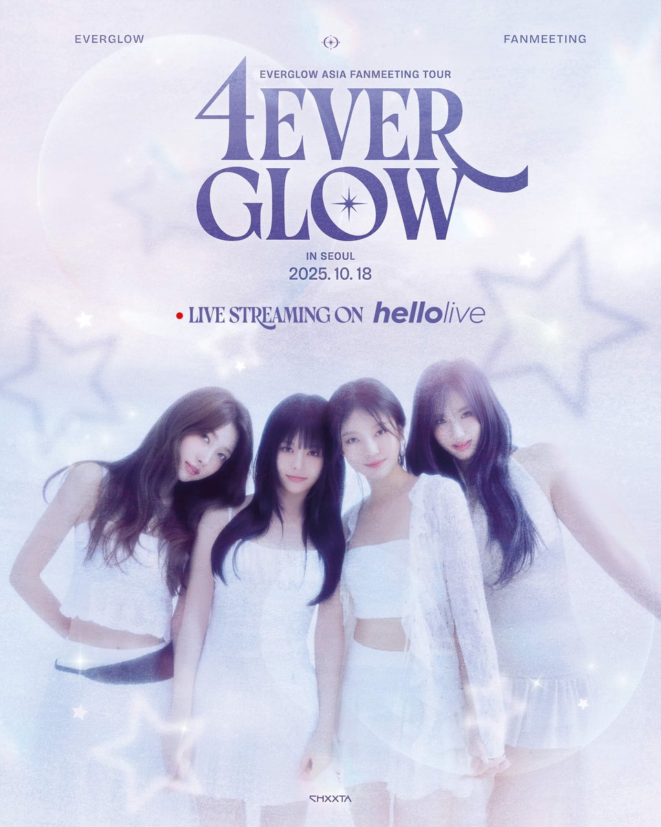 #EVERGLOW will be livestreaming their 1st fanmeeting tour '4EVERGLOW in Seoul'. You can purchase your ticket and watch the event online on the hellolive app.

🖇️hellolive.tv/detail/850

The event will take place on October 18th.