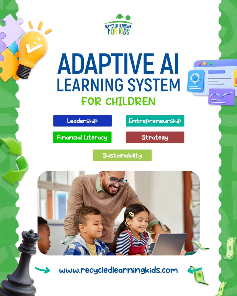 recycledlearn's tweet photo. The future of learning is here
At @recycledlearning_ kids build skills that actually matter, like; leadership, finance entrepreneurship and more through fun, AI-powered lessons.
Give your child a head start today Visit our website @ https://t.co/madQJK812G
#learning #kidslearning https://t.co/7e1xjNeHGX