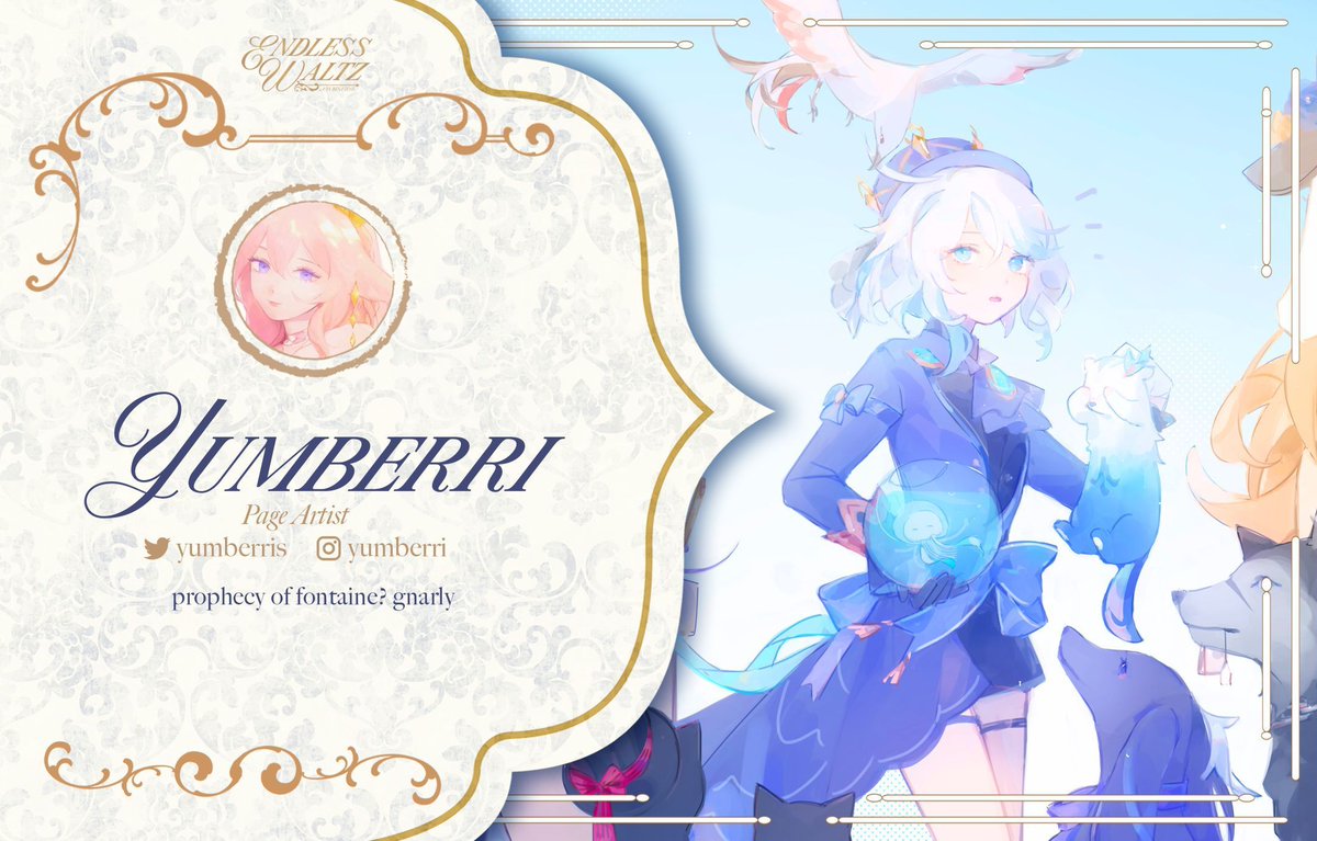 💧 CONTRIBUTOR SPOTLIGHT: Yumberri 💧
 
And the spotlight turns again... now to reveal the talented <a href="/yumberris/">杨梅 🍓</a>! Yumberri will be one of our beloved page artists, her soft and gentle brushstrokes have charmed all of us!
 
“prophecy of fontaine? gnarly” 🕊️