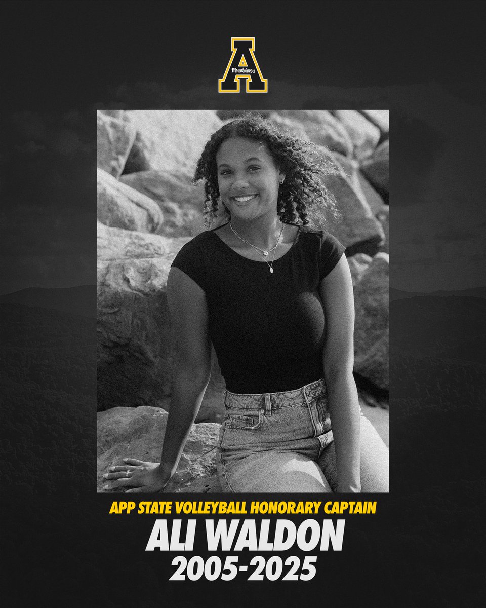 AppStateVB's tweet photo. We are deeply saddened by the passing of App State Volleyball honorary captain Ali Waldon. Ali was a SoCon Freshman All-Tournament selection and starting six-rotation player for head coach Chad Sutton in his time at Mercer.

#WALDONSTRONG🎗️ https://t.co/RVqSjQZOjJ