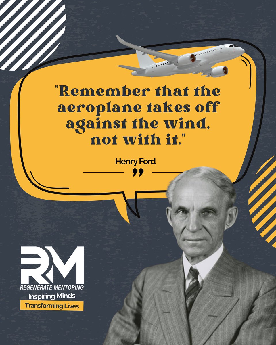 “The aeroplane takes off against the wind, not with it.” – Henry Ford ✈️ Challenges don’t hold you back — they give you lift.
 Keep going. Your resistance today could be your launchpad tomorrow. 💪

#KeepGoing #Resilience #InspiringMindsTransformingLives #GrowthMindset