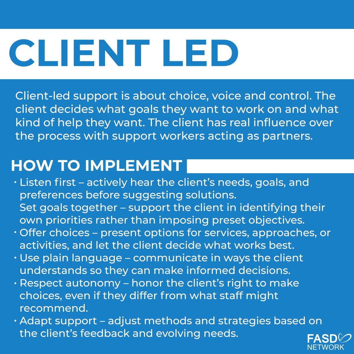 SaskFASDNetwork's tweet image. Client-led support is about putting individuals and families in the driver’s seat of their own care. Instead of a “one-size-fits-all” approach, our role is to listen, adapt, and build strategies with our clients, not for them
