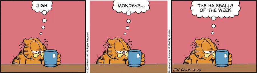 DailyGarfcast's tweet image. Garfield by Jim Davis for Mon, 29 Sep 2025