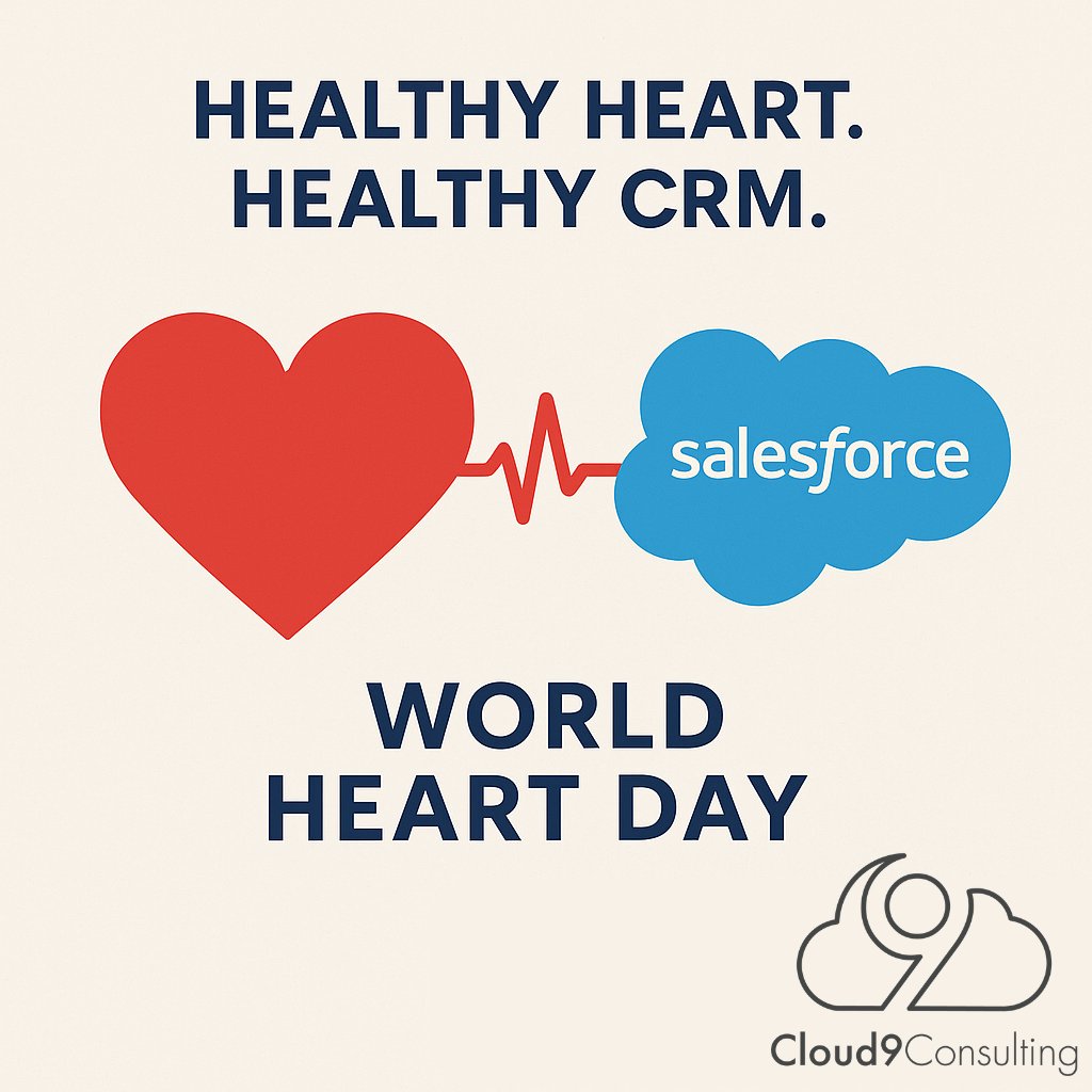 Cloud9Sforce's tweet image. ❤️🧠 This #WorldHeartDay, don’t forget your CRM’s health too.

A healthy Salesforce =
✔️ Clean data
✔️ Fast teams
✔️ Smart automation

Let Cloud 9 Consulting help keep it beating strong.
#CRMHealth #SalesforceExperts #Cloud9