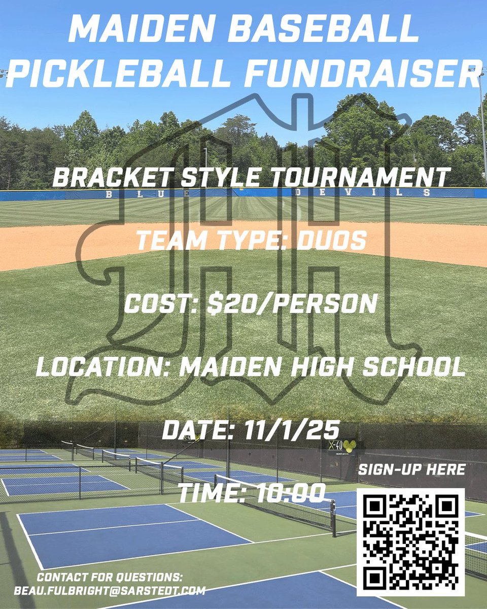 Come out and support MHS Baseball at the 1st Annual Pickleball Tourney!@MaidenHS
