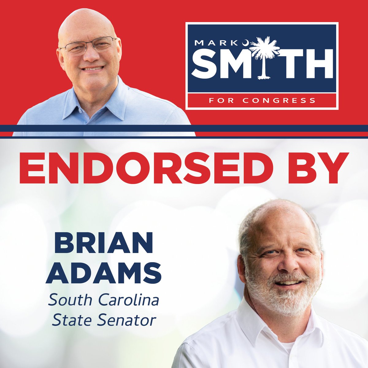 Mark Smith (@votemarksmith) on Twitter photo What an honor to be endorsed by my very own State Senator <a href="/AdamsforSC44/">Brian Adams</a>! Together, we’ve hosted town halls, delivered infrastructure upgrades, and fought for safer communities here in Berkeley County.
We’ve proven what real leadership looks like here at home. I’m taking that What an honor to be endorsed by my very own State Senator <a href="/AdamsforSC44/">Brian Adams</a>! Together, we’ve hosted town halls, delivered infrastructure upgrades, and fought for safer communities here in Berkeley County.
We’ve proven what real leadership looks like here at home. I’m taking that