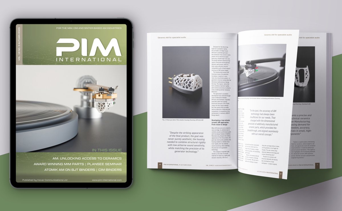 PIMMagazine's tweet image. 📌 The Autumn 2025 issue of PIM International magazine is out now!

📥 Get your free PDF download here: pim-international.com/wp-content/upl…

📑Read the issue in your browser: issuu.com/inovar-communi…

#injectionmolding #additivemanufacturing #binderjetting #metalpowders #Ceramics