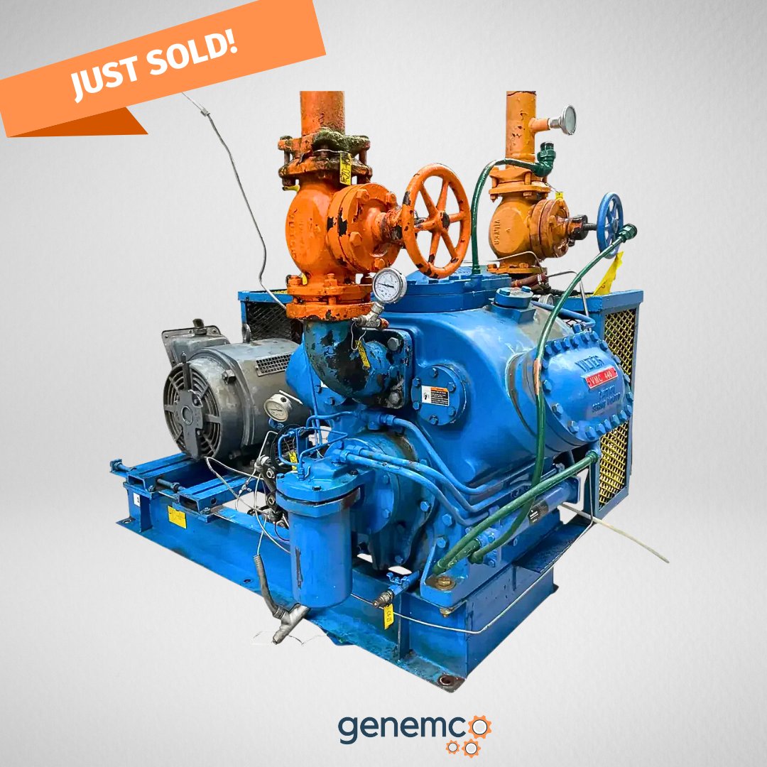 Genemco's tweet image. ✅ Sold!
This Vilter 446 Reciprocating Compressor Package is off to its new home! 🚚💨
Looking for a quality used reciprocating compressor? Genemco still has 110+ in stock &amp;amp; ready to ship!
👉 hubs.li/Q03K_Ml00

#ReciprocatingCompressor #IndustrialRefrigeration #JustSold
