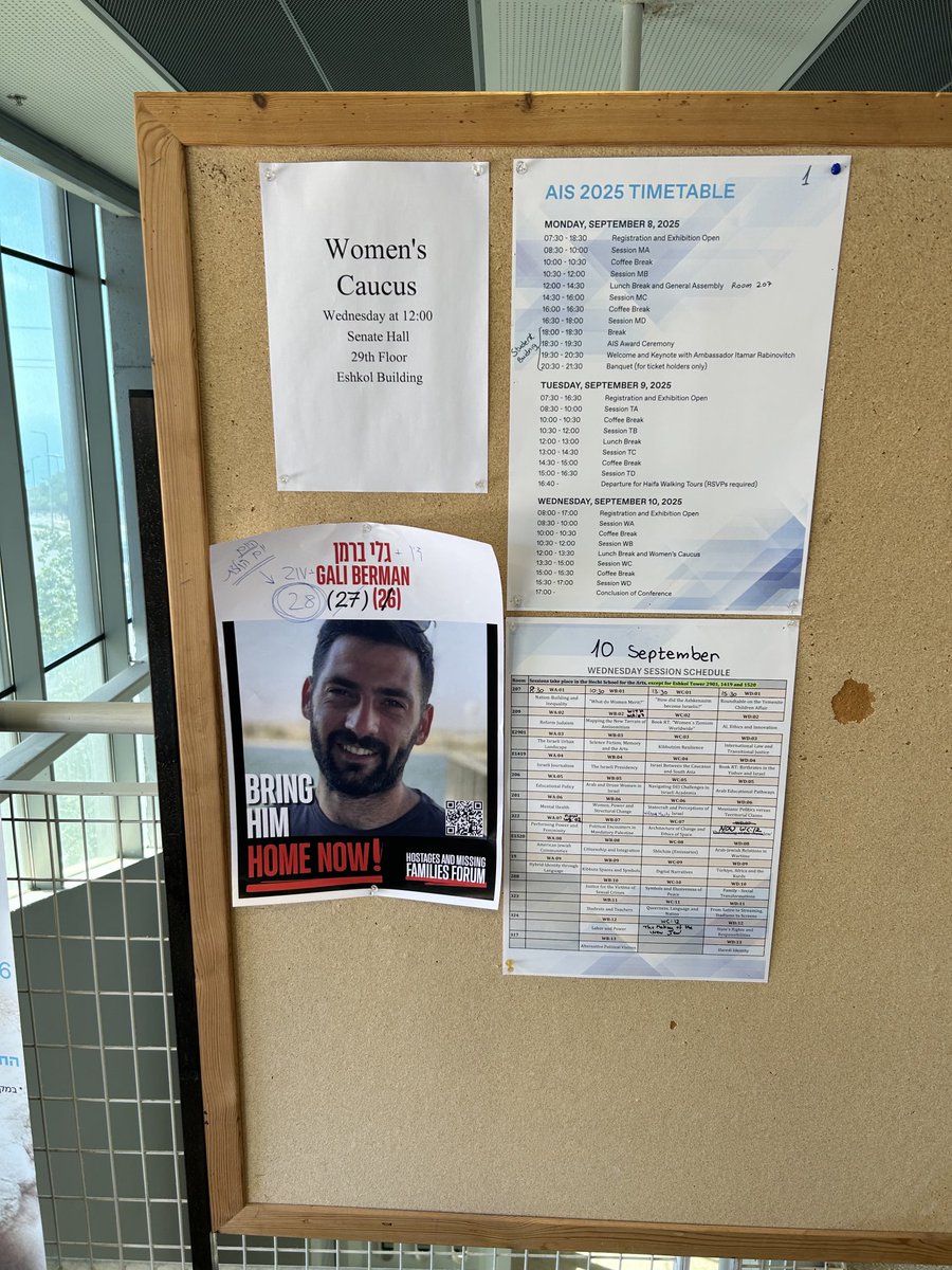 Our hostages were on everybody’s mind even during the intensive academic program of the 2025 annual meeting of ⁦<a href="/AIS52579/">Association For Israel Studies</a>⁩ at ⁦<a href="/Uhaifa/">אוניברסיטת חיפה</a> AIISconcordia⁩