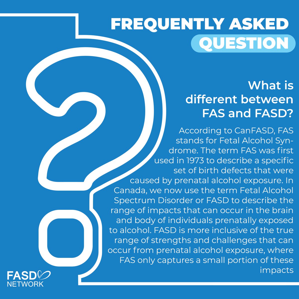 SaskFASDNetwork's tweet image. People often don&apos;t know what we mean by &quot;FASD&quot; but are familiar with the previous term &quot;FAS&quot;.