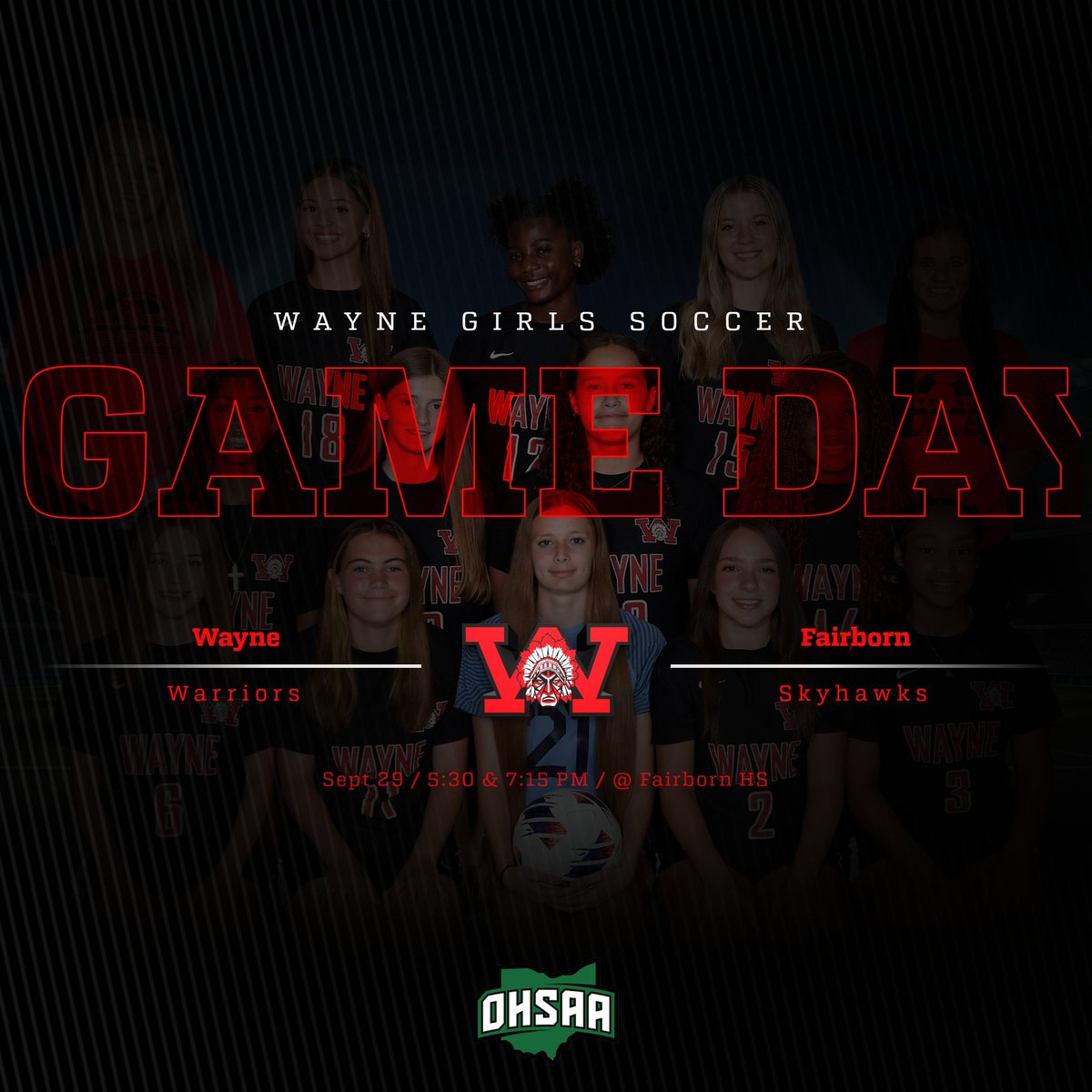WayneGSoccer's tweet photo. 🔥GAME DAY🔥
The Lady Warriors are away tonight as they face off against the Fairborn Skyhawks. We hope to see a lot of our supporters make the short drive to Fairborn HS, GO WARRIORS!!

JV 5:30 / Varsity 7:15PM https://t.co/vH7qVkzSQf
