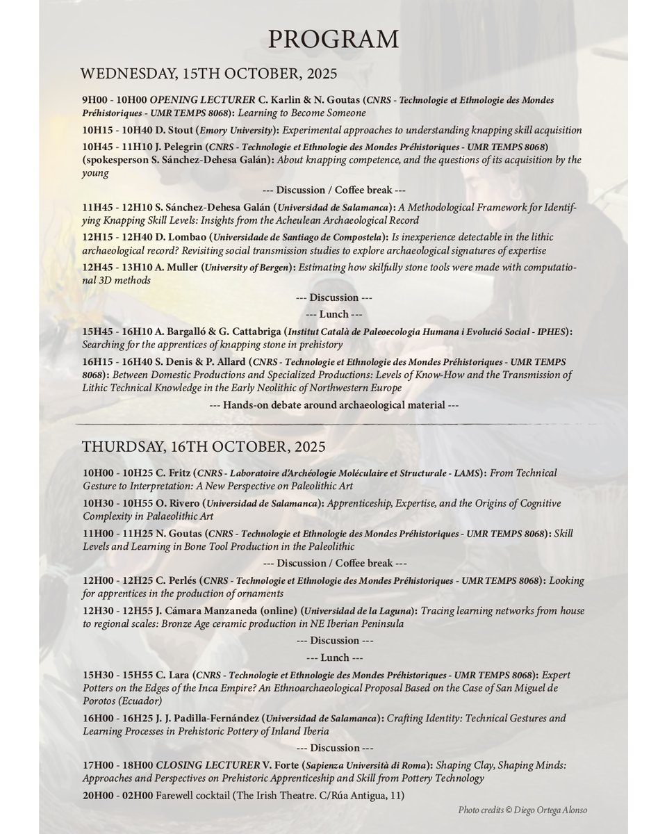 Laboratorio de Tecnología Prehistórica (@labtecusal) on Twitter photo ‼️We're pleased to announce the programme for the Tools and Traces seminar📝in which specialists from different fields and materials will discuss the identification of apprentices based on prehistoric material🔝
📅15th-16th October
📍<a href="/usal/">Universidad de Salamanca</a>
📢Open entry until filled to capacity ‼️We're pleased to announce the programme for the Tools and Traces seminar📝in which specialists from different fields and materials will discuss the identification of apprentices based on prehistoric material🔝
📅15th-16th October
📍<a href="/usal/">Universidad de Salamanca</a>
📢Open entry until filled to capacity
