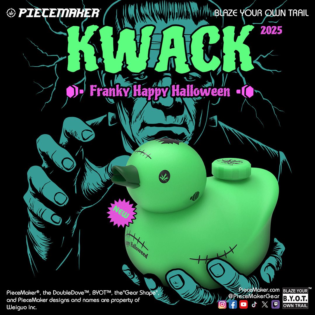 Piecemakergear1's tweet photo. He’s creepy, he’s quacky, and he’s stitched together for spooky season meet Franky, the 2025 limited edition Halloweed KWACK from PieceMaker. He’s your fearless bath-time buddy, party mascot, and unbreakable silicone sidekick. Just don’t be surprised if villagers chase you https://t.co/u8jaZHNuUK