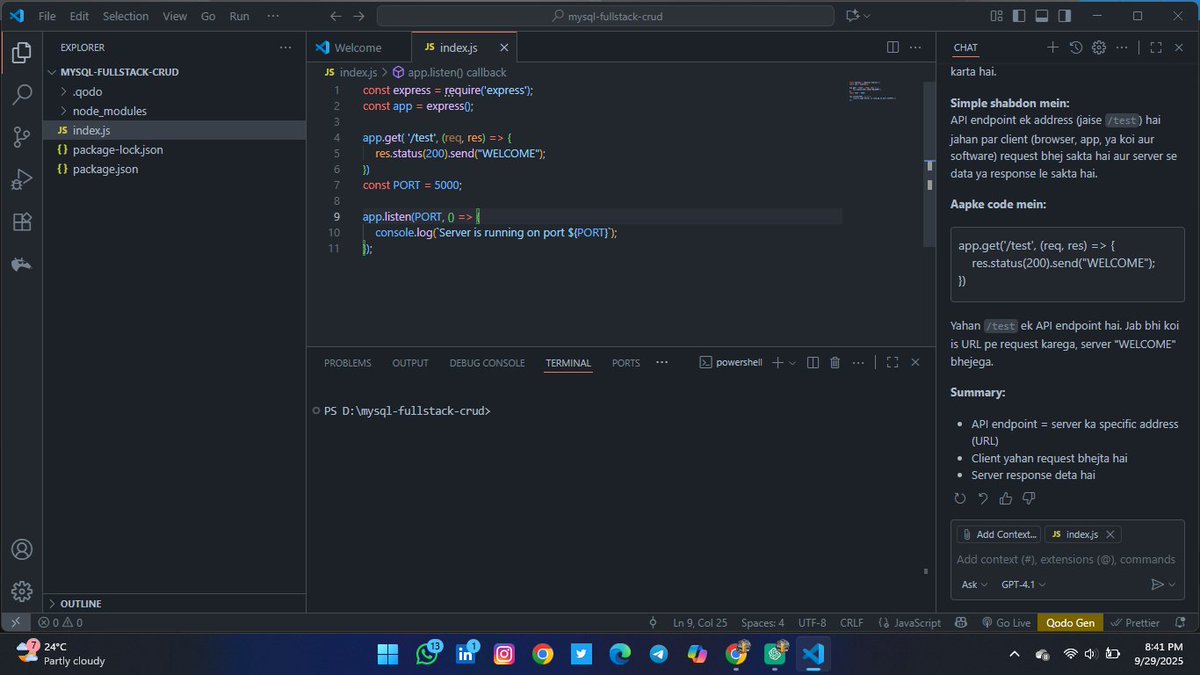 juhi_rathor's tweet image. 🚀 I&apos;ve started my Backend Development journey! 💻✨

🔑 First step: Node.js 🟢
⚡️ Ran my very first code and got the server up &amp;amp; running 🖥️🎉
Feeling pumped to dive deeper into APIs, databases, and building real-world apps 🔧🌐

#NodeJS #BackendDevelopment #CodingJourney