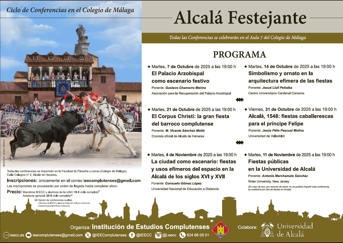 A partir del 7 de octubre iniciamos un nuevo ciclo de conferencias de la <a href="/IEEComplutenses/">IEECC</a>  en el que tengo el gusto de participar. #AlcaladeHenares #Historia #Patrimonio