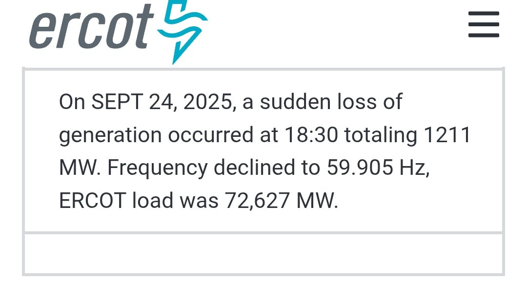 Texas grid dropped 1,211 MW last week. 

Frequency sank to 59.905 Hz, one step from blackout.

This is exactly where bitcoin miners matter. They cut load in seconds: fast, automatic, stabilizing.
The grid gets balance, miners get paid, everyone wins.