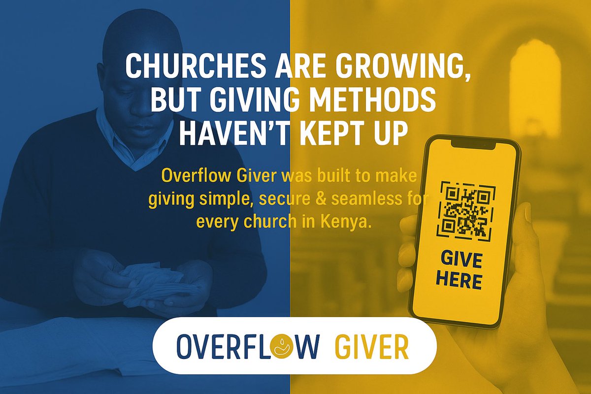 overflowgiver's tweet image. Churches are growing, but giving methods haven’t kept up. ⛪️
Counting cash, reconciling M-Pesa, chasing pledges — it’s draining ministries.

Overflow Giver was built to make giving simple, secure &amp;amp; seamless for every church in Kenya 🇰🇪.
#FaithMeetsTech #ChurchGrowth