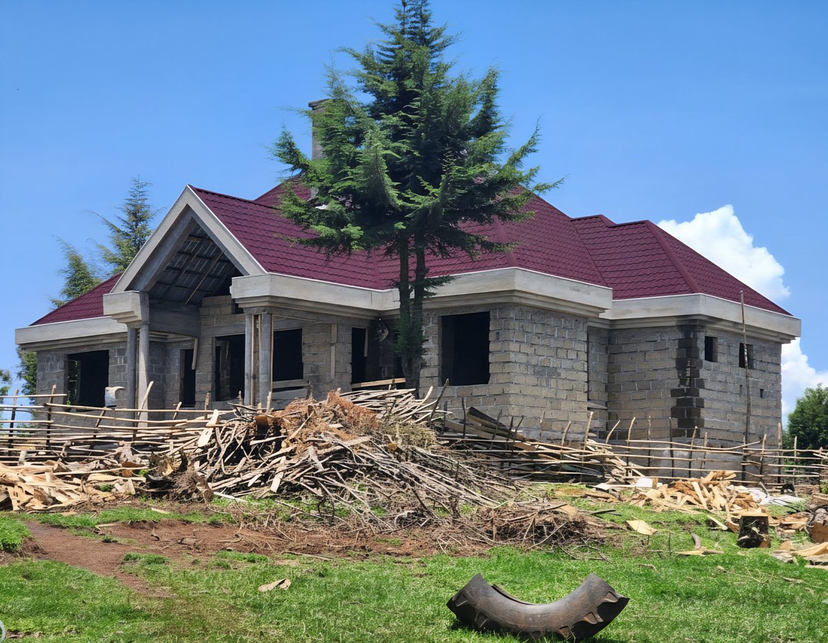 Roof covering complete in Elgeyo. Windows and doors fabrication upnext then we start plastering.. smal-small wins!