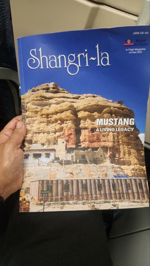 wonaw's tweet photo. Pleasantly suprised to see our CSR project for the Restoration of Nyiphug Monastery, in Upper Mustang, being featured in the Cover page in Nepal Airlines Inflight magazine.

#MustangHeritage #MonasteryRestoration #mustang #WonawAndAssociates #wonaw #Nepal https://t.co/5V9Bw8Ssvd