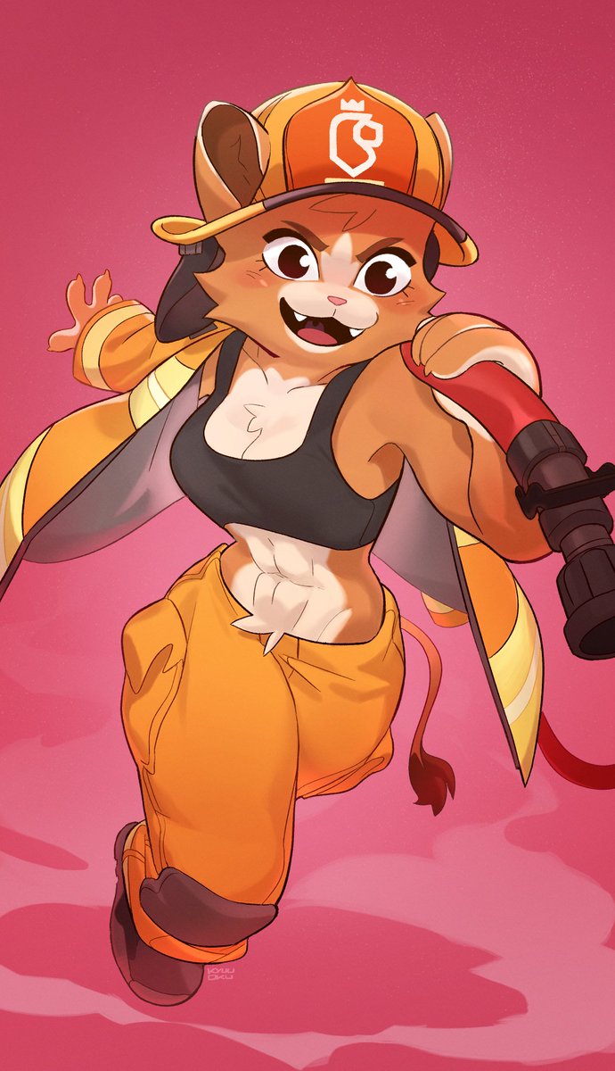 "Fire is dangerous !"
Evita Fuegos character fanart KYUUOKU with a fire hose from the Nuevo Leon video :
https://www.youtube.com/watch?v=qw1t4yDyrww