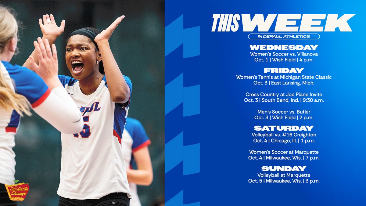 DePaul Athletics (@depaulathletics) on Twitter photo This Week in DePaul Athletics, presented by <a href="/CandleliteChic1/">Candlelite Chicago</a>.
๐๐๏ธ ow.ly/vg1n50X3Jxq This Week in DePaul Athletics, presented by <a href="/CandleliteChic1/">Candlelite Chicago</a>.
๐๐๏ธ ow.ly/vg1n50X3Jxq