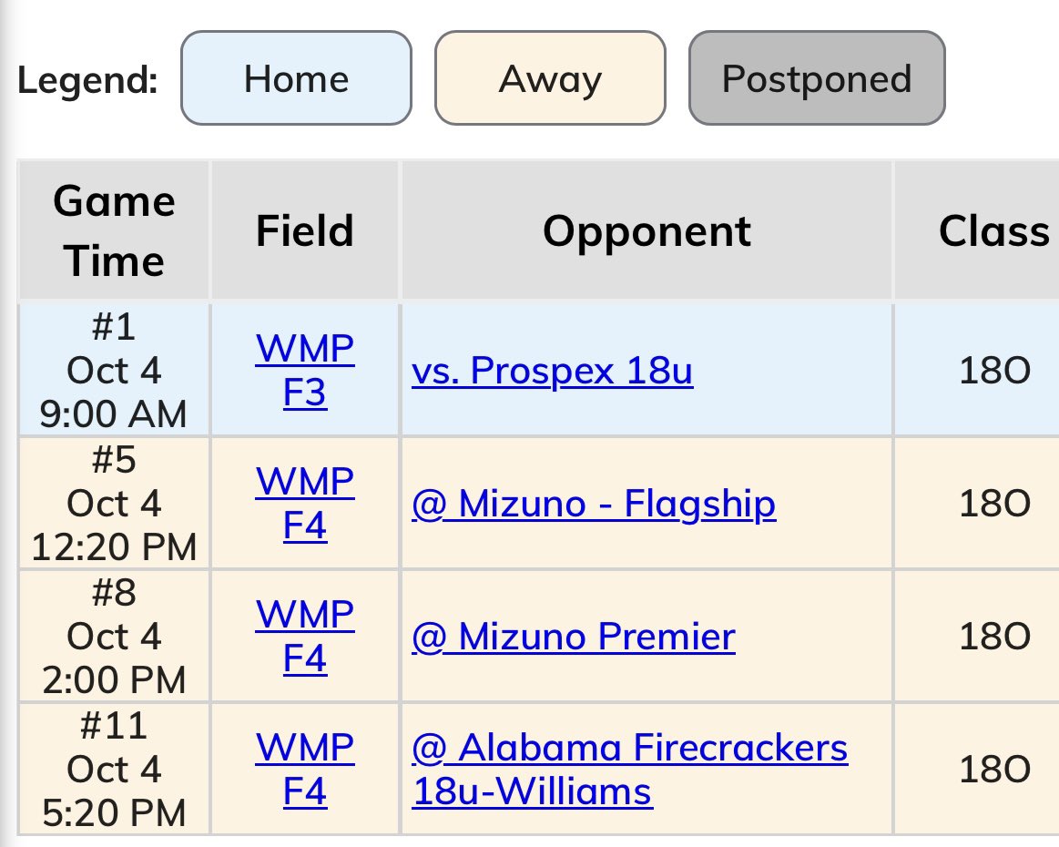 Schedule this weekend for Elite 50!