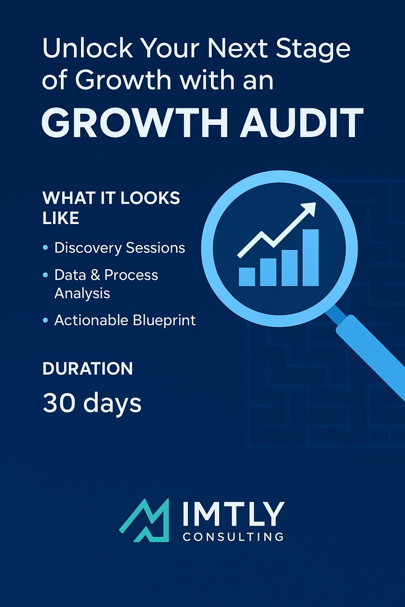 imtly_llc's tweet image. Growth isn’t guesswork, it’s a process.
Our 30-day Growth Audit reveals the hidden gaps holding your business back and gives you a clear blueprint to scale.

#IMTLYConsulting #GrowthAudit #BusinessGrowth #SalesStrategy #SmartHiring #Leadership #TeamIMTLY #imtly