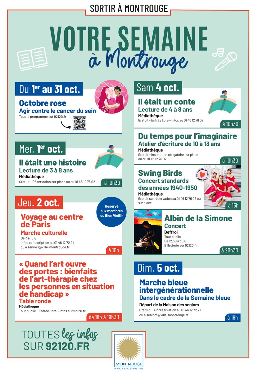 🎗️ Votre semaine à Montrouge ! 🎗️
Tous les événements sont à retrouver dans le Montrougescope : ville-montrouge.fr/.../494-montro…