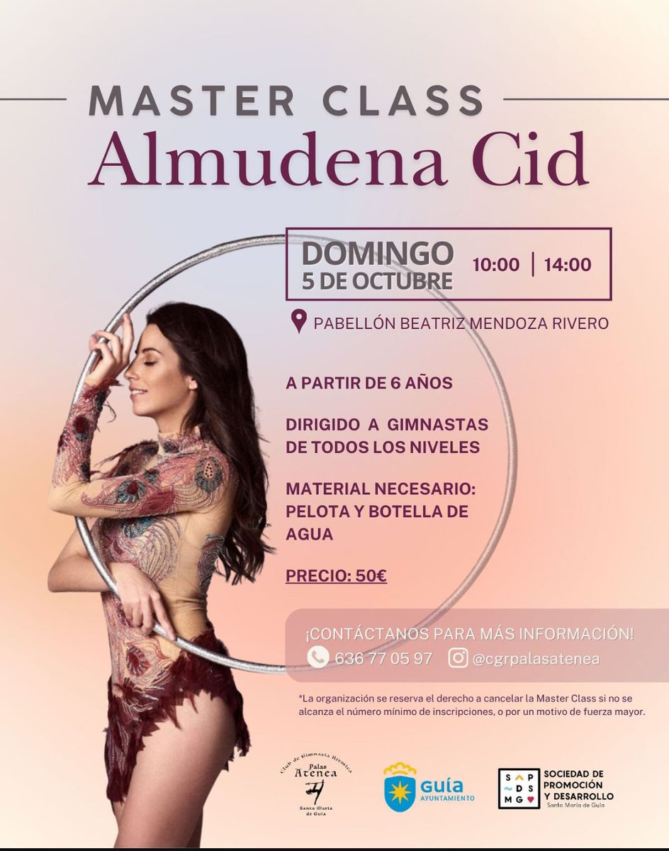 Almudena Cid, gimnasta olímpica, impartirá una masterclass en el Pabellón Beatriz Mendoza Rivero de Guía

 nortegrancanaria.com/mancomunidad/g… 
#NorteGranCanaria #NoticieroGranCanaria #MancomunidadNorte #GranCanariaNoticias #ActualidadNorte #InformaciónGranCanaria #NoticiasDelNorte