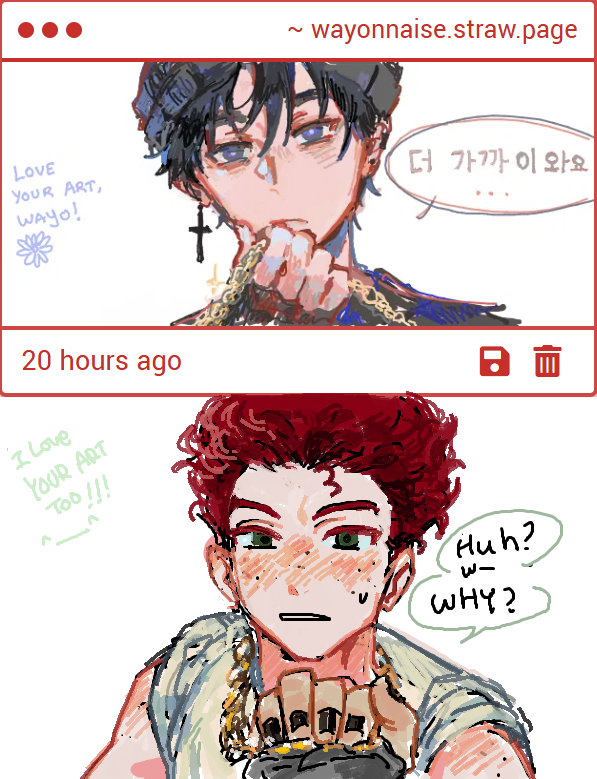 Aaaaahhhh thank you so much for another piece of art, Dae!!! 😭 Thanks to you I feel like I can wrap up my day so happily… Your Goth Stan is just as peak as your Jersey Kyle…🫶🩷