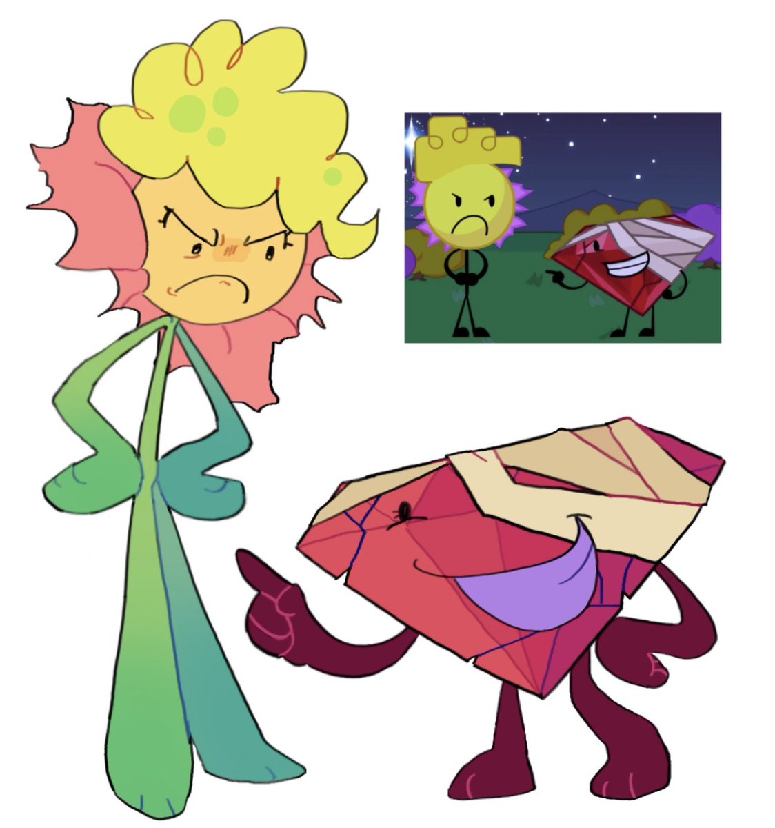funnyfartfish's tweet image. 2/3 screenshot redraw #floweruby #flowby #bfdi