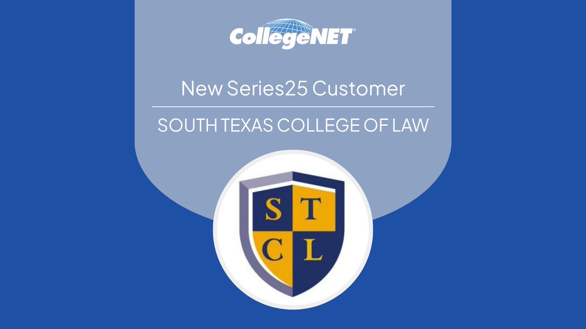 CollegeNET's tweet image. South Texas College of Law is now live with 25Live! Our training consultants worked hard to bring this school in our ecosystem. #collegenet #newcustomer #highered #schedulingsoftware