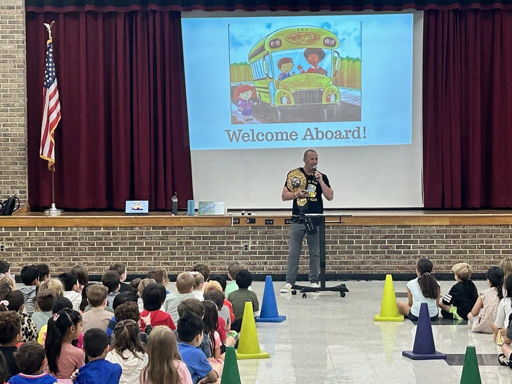 Crim Primary School students attended an assembly to learn about a positive school culture when The  Energy Bus made a stop on the morning of Monday, September 29.