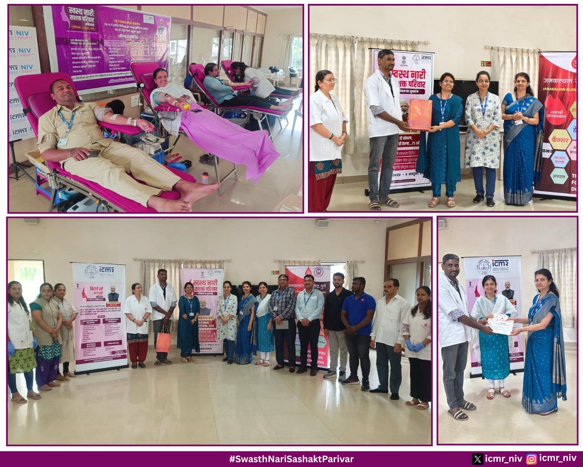 ICMR-NIV (@icmr_niv) on Twitter photo @ICMR_NIV organized a successful #BloodDonation #camp with Jankalyan Blood Centre, Pune. 31 generous #donors stepped forward to #donate blood & save lives. Heartfelt thanks to all donors! <a href="/DeptHealthRes/">Department of Health Research, MoHFW</a> @MOHFW_India <a href="/ICMRDELHI/">ICMR</a> <a href="/jkbbpune/">JanKalyan Blood Bank Pune</a> #SwasthNariSashaktParivar #HealthForAll @ICMR_NIV organized a successful #BloodDonation #camp with Jankalyan Blood Centre, Pune. 31 generous #donors stepped forward to #donate blood & save lives. Heartfelt thanks to all donors! <a href="/DeptHealthRes/">Department of Health Research, MoHFW</a> @MOHFW_India <a href="/ICMRDELHI/">ICMR</a> <a href="/jkbbpune/">JanKalyan Blood Bank Pune</a> #SwasthNariSashaktParivar #HealthForAll