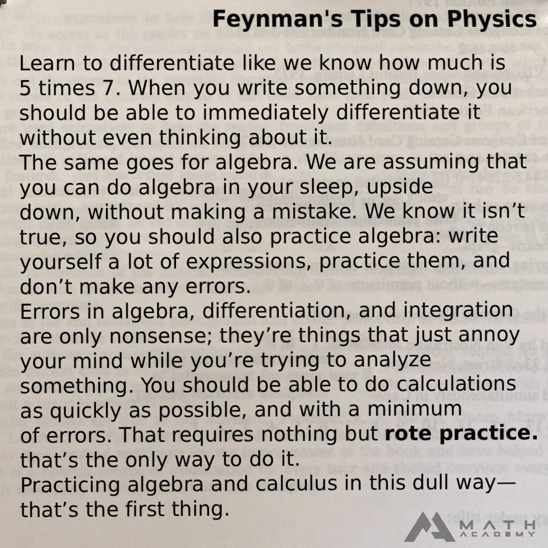 0x7079's tweet photo. Richard Feynman supports 'The Math Academy Way.' https://t.co/B6w8okK71I