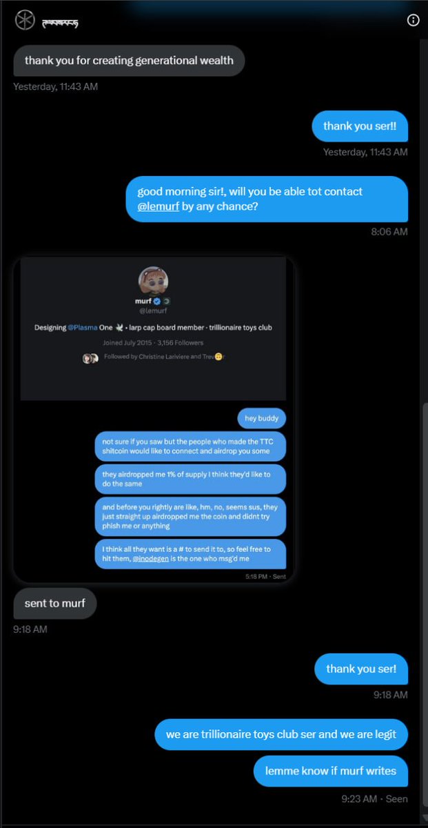 inodegen's tweet image. Lil update for the trillionaires!

The founder @David_Rudnick helped in contacting our very own Celebrity in Trillionaire Toys Club, the one and only @lemurf to be onboarded on TTC

$TTC

0xc147809faA246391288B95E862164cc6c8769784