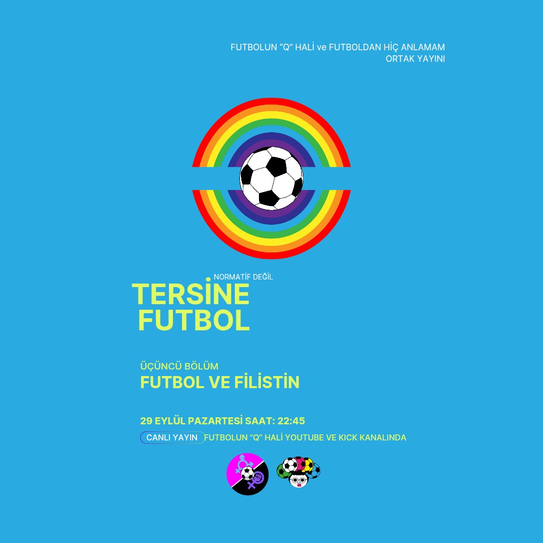 futbolunqhali's tweet photo. 📣 Tersine Futbol'un bu bölümünde Futboldan Hiç Anlamam (@futboldanlamam) ile birlikte futbol topluluklarının İsrail'in Filistin işgaline ve soykırımına karşı olan tavrını konuşacağız.

🗣️ Hepinizi yayına bekleriz.

👉 YouTube ve Kick kanallarına bio'daki linkten ulaşabilirsiniz. https://t.co/RrmBR7VIHo