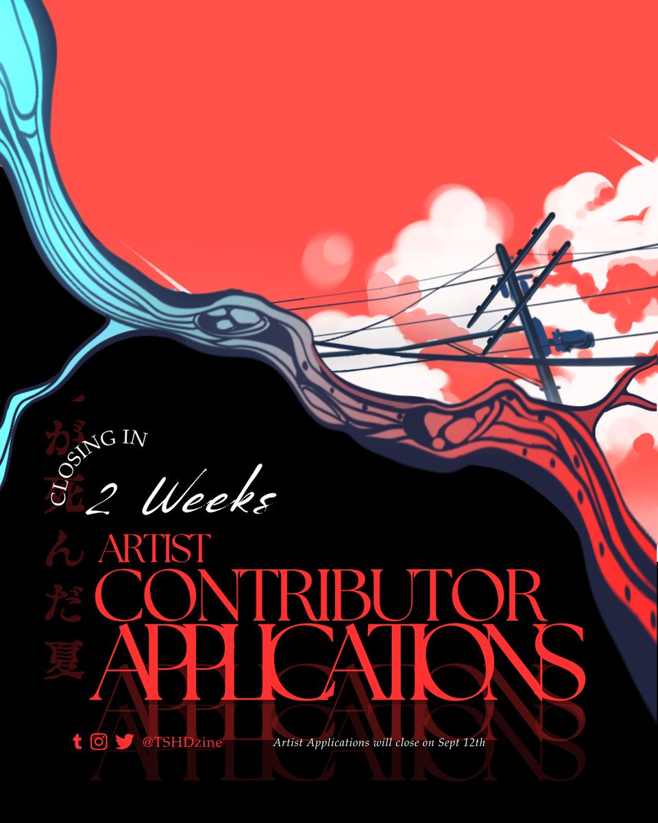 TSHDZine's tweet photo. ☁️ TSHD ZINE ARTIST APPS 🌨️

Page Artists 🖌️ https://t.co/GFarP6mpxc
Merch Artists 🎨 https://t.co/jECRoXxZP1

Artist Apps close on October 12th.

#thesummerhikarudied #TSHD #光が死んだ夏 #TSHD https://t.co/GvOBuld9nh