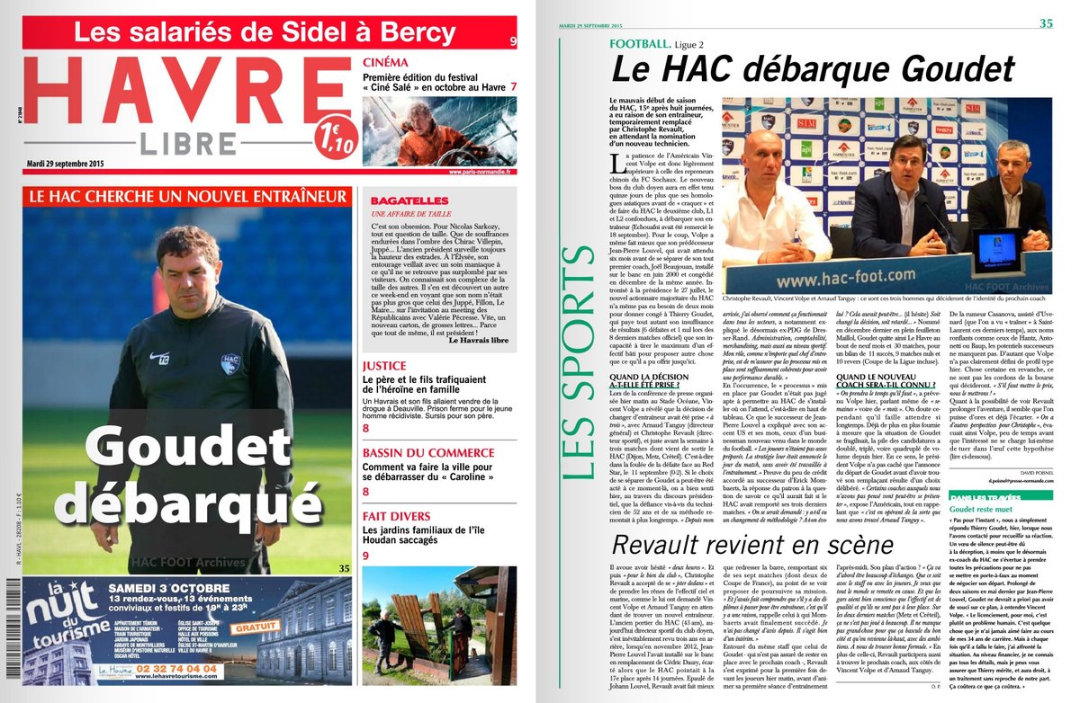 Il y a 1⃣0⃣ ans dans le journal. Thierry Goudet débarqué, Christophe Revault assure (à nouveau) l'intérim.