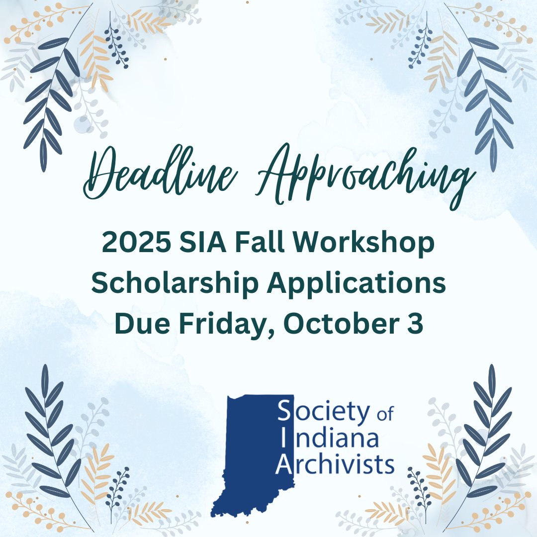 Would you like to apply for a scholarship to attend the SIA Fall Workshop on Friday, October 17? Applications are due this Friday, October 3, at midnight. Find more info at: inarchivists.org/2025-Fall-Work…