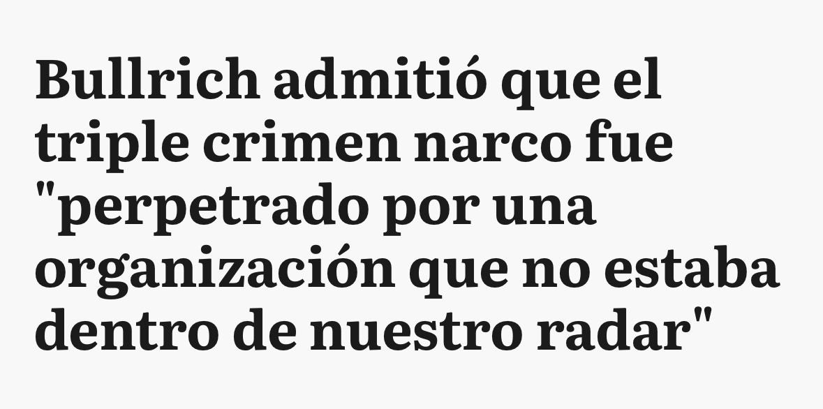 ¿Qué pasa, <a href="/PatoBullrich/">Patricia Bullrich</a>? Tenés una banda narco que opera en la Ciudad de Buenos Aires, a 15 minutos de tu despacho, que todo el mundo sabe cómo está organizada, donde está instalada y quién es el jefe, que acaba de cometer el triple crimen más escabroso y mafioso de los últimos